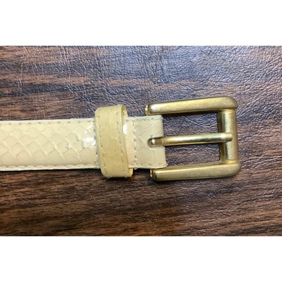 Vtg Genuine Snake Skin Leather Skinny Belt Cream Woman Size 30" - 34.5" Taiwan - Picture 4 of 6